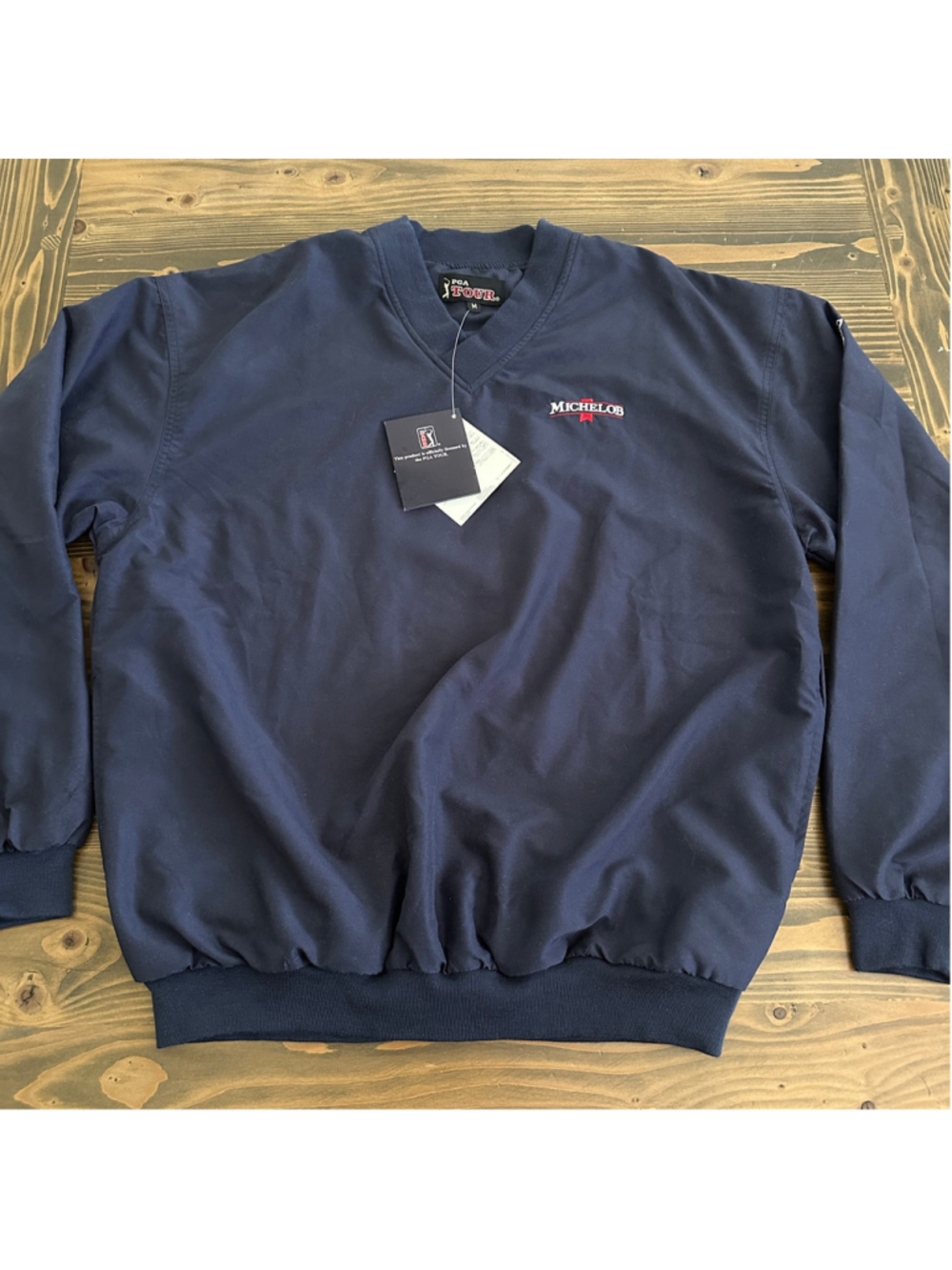 PGA Tour Michelob Men's M Golf Pullover Jacket Navy Blue NWT V Neck